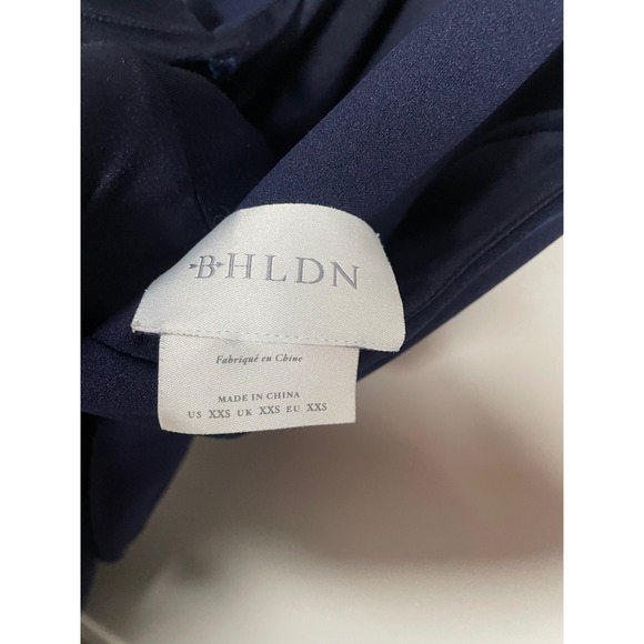 BHLDN Lennox Halter Open Back Side Slit Crepe Gown in Navy Size XXS Formal Prom - Picture 8 of 9